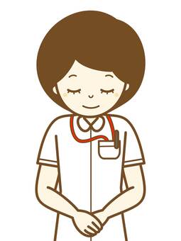 看護師さん　ご挨拶1 看護師,笑顔,白衣,ナース服,ナース,医療従事者,医療機関,認証カード,女性,病院のイラスト素材