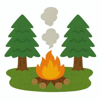 焚き火 焚き火,炎,森,薪,煙,木のイラスト素材