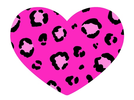ヒョウ柄ピンクのハート ヒョウ柄,ピンク,ハート,派手,飾り,手書き,ポップのイラスト素材