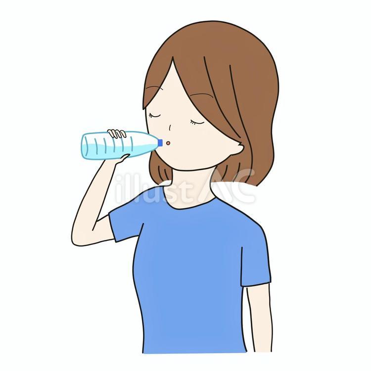 水分補給をする女性 夏,水分補給,熱中症のイラスト素材