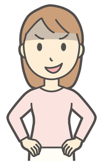  ロングヘア女性-424-バスト 悪人,女性,女の子,人物,かわいい,表情,感情,悪い,悪事,いじわるのイラスト素材