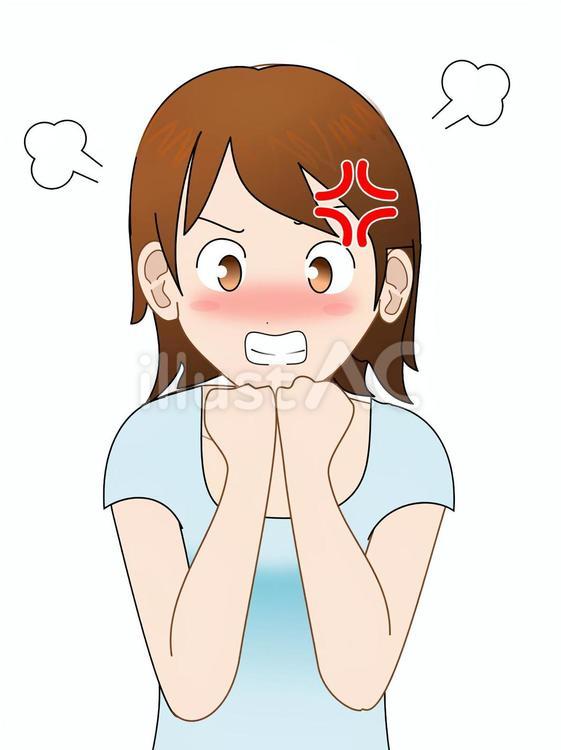 悔しい 女性,私服,ジェスチャーのイラスト素材