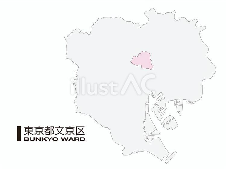 東京都文京区の位置地図区境無し_01 文京区,東京都,23区のイラスト素材