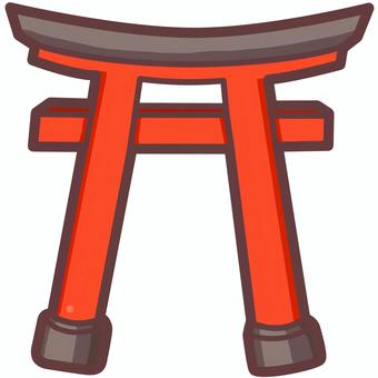 鳥居　かわいいデフォルメイラスト 鳥居,神社,仏閣,くぐる,建造物,日本,歴史,文化,神,手書きのイラスト素材
