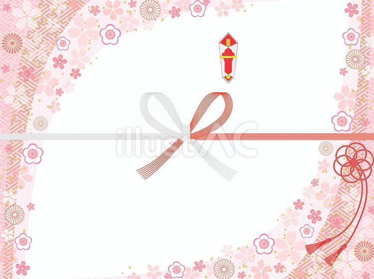 熨斗　花柄ピンク 熨斗,水引,花柄のイラスト素材