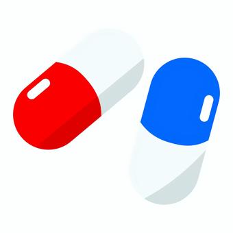 お薬のカプセル　赤青2個 カプセル,赤,青,処方,服用,錠剤,医療,薬,医療品,薬局のイラスト素材