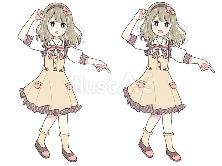 アイドルの女の子立ち絵素材2種 4-3 立ち絵,女の子,表情のイラスト素材