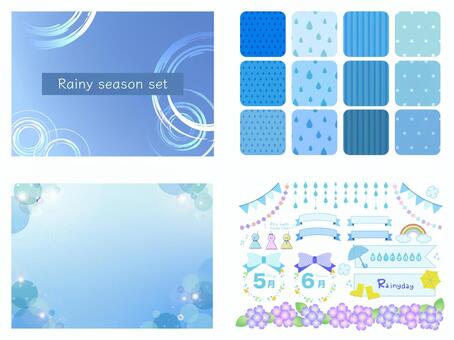 雨の日セット 雨,梅雨,5月のイラスト素材