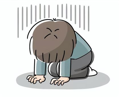 ショックで打ちひしがれる人 ショックで打ちひしがれる人 ショック,がっかり,手をつく,絶望感,座るのイラスト素材