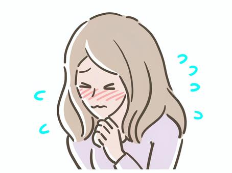 とても恥ずかしい女性 とても恥ずかしい女性 恥ずかしい,恥ずかしがり屋,赤面,照れる,焦る,上がり症,困る,女性,大人のイラスト素材