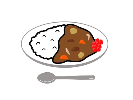 カレーライス カレーライス,スプーン,食べ物,にんじん,じゃがいも,お肉,玉ねぎ,福神漬けのイラスト素材