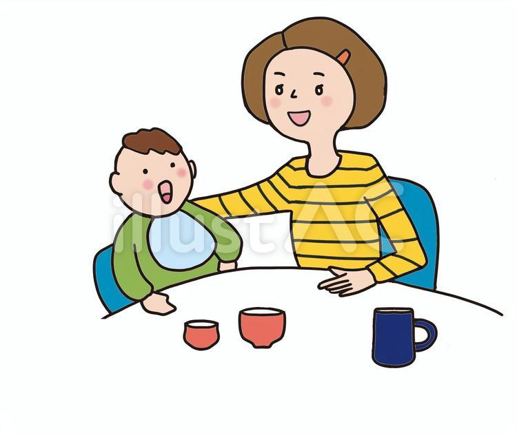 ママとちびっこ2 幼児,ママ,子育てのイラスト素材