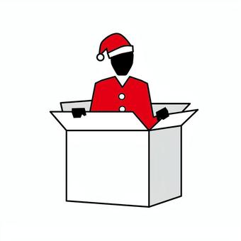 箱から出てきたサンタの衣装の人 箱,サンタクロース,衣装,ダンボール,人,1人,クリスマス,ぼっちのイラスト素材