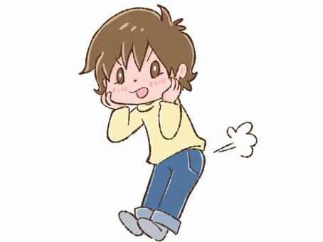 おならしちゃった男の子 おなら,屁,すかしっぺ,恥ずかしい,臭い,照れる,お尻,ガス,全身,男の子のイラスト素材