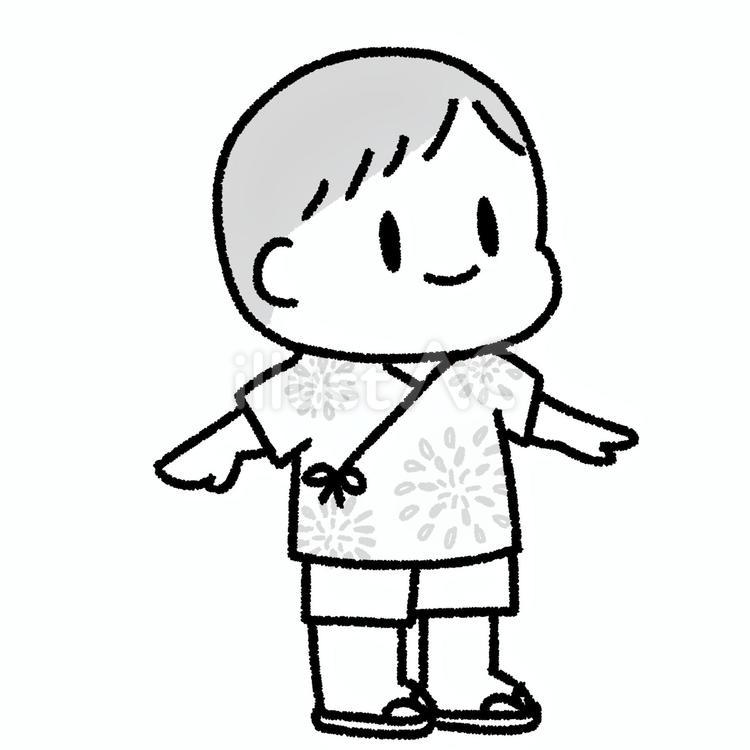 夏祭りの男の子 甚平,男の子,かわいいのイラスト素材