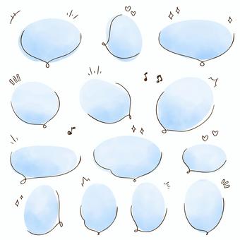 水彩のかわいいフキダシ 吹き出し,フキダシ,青色,ブルー,グラフィック,水彩,フレーム,セット,バリエーション,イラストのイラスト素材