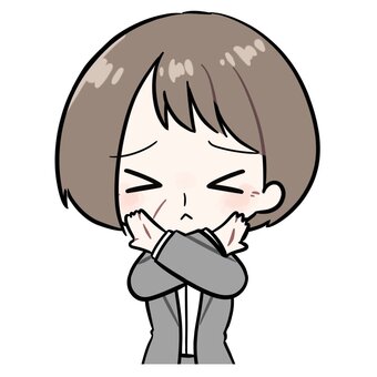 手でバツを作るスーツ姿のおばさん おばさん,スーツ,女性,社会人,会社員,仕事,年配,上司,ビジネス,人のイラスト素材