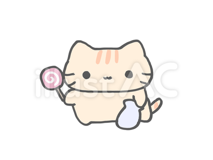 お菓子を配るネコ