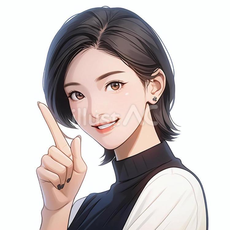 指をさして説明する女性 女性,人物,美女のイラスト素材