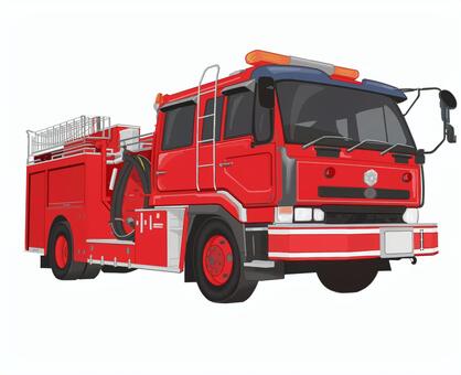 放水消防車　斜め横リアル 消防車,リアル,放水,火事,緊急,１１９,斜め横,車両のイラスト素材