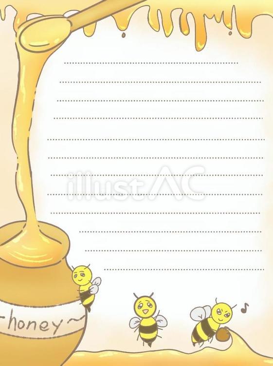 はちと蜂蜜の手紙フレーム はち,蜂蜜,トロトロのイラスト素材