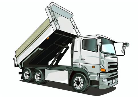 白色の大型ダンプトラック 大型,ダンプ,トラック,白色,ダンプアップ,建設現場,建設機械のイラスト素材
