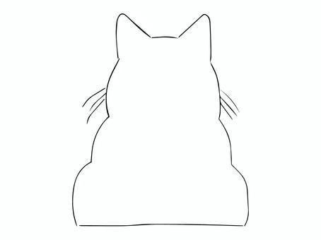 Monochrome cat's back view, cat, rear view, animal, JPG, PNG and AI