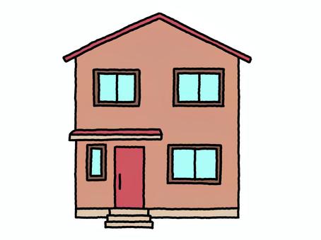 一戸建住宅 一戸建住宅 一戸建て,2階建て,住宅,家,線画,シンプル,手描きのイラスト素材
