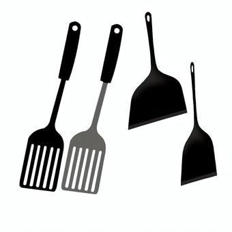 フライ返し フライ返し,調理具,鉄板,フライパン,熱々のイラスト素材