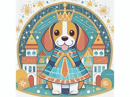 Illustration, dog, beagle, king, 