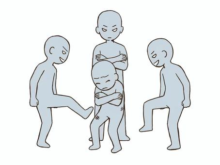 囲まれる人のドローイング デッサン,人形,ラフ,ポーズ,囲まれる,ドローイング,いじめ,モラハラ,下書き,パワハラのイラスト素材