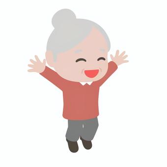 喜ぶおばあさん おばあさん,喜ぶ,笑顔,幸せ,感謝,高齢者,シニア,老人,人生,家族のイラスト素材