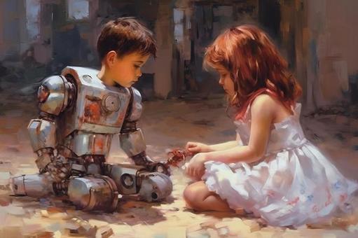 robot and child, , JPG