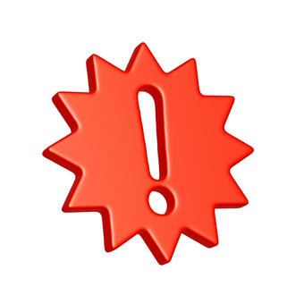 トゲトゲの注意マークの3Dアイコン2 注意,禁止,マーク,アイコン,ビックリマーク,エクスクラメーション,警告,アラート,注目,エラーのイラスト素材