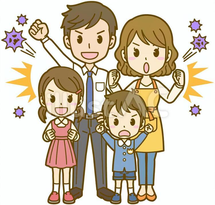 家族(二世代)：A_風邪対策01FS 風邪,インフルエンザ,風邪対策のイラスト素材