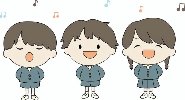 歌う子ども 子ども,小学生,幼児,保育,小学校,音楽会,発表会,音楽,歌,合唱のイラスト素材