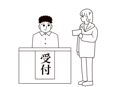 Illustration, receptionist, female, paper, 