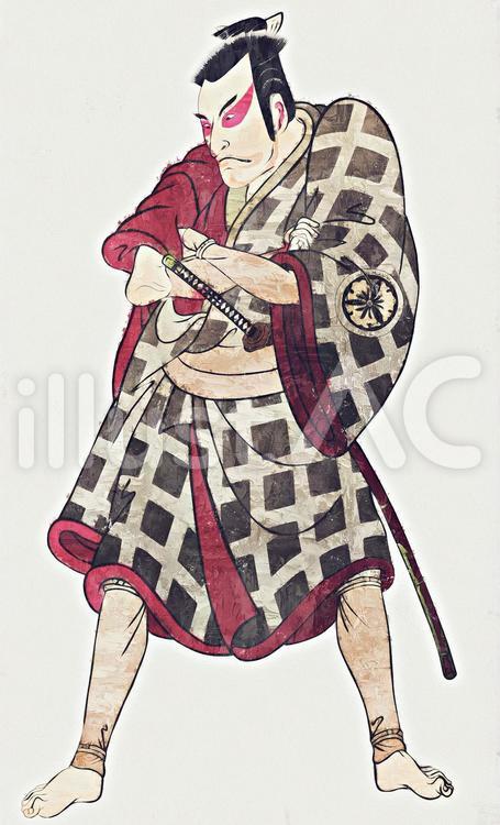 腕組みポーズの歌舞伎役者 浮世絵,日本,和風のイラスト素材