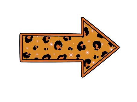 茶色のヒョウ柄矢印 矢印,茶色,キラキラ,平成レトロ,スタンプ,ギャル,y2k,平成ギャル,デコ,プリクラのイラスト素材