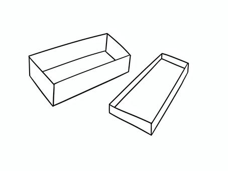 縦長（横長）の蓋の開いた箱（モノクロ） 箱,蓋,ゆるい,シンプル,モノクロのイラスト素材
