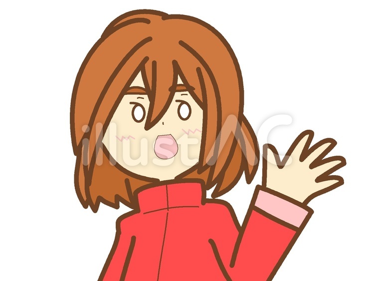 片手を挙げている女の子２ 女子,人,片手のイラスト素材