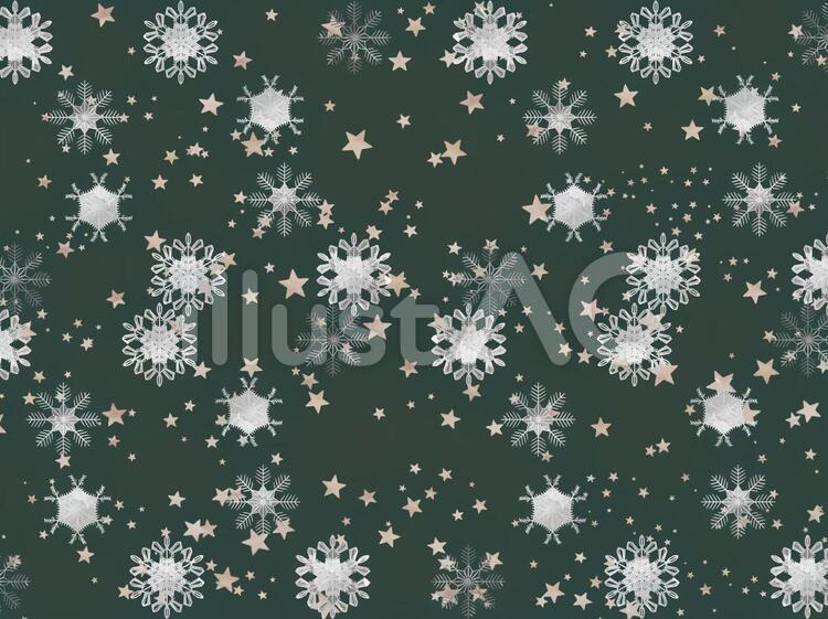 金の星と銀の雪の結晶の背景 雪の結晶,星,クリスマスのイラスト素材