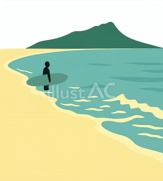 波打ち際でサーフィンを楽しむ人 サーフィン,ビーチ,海のイラスト素材