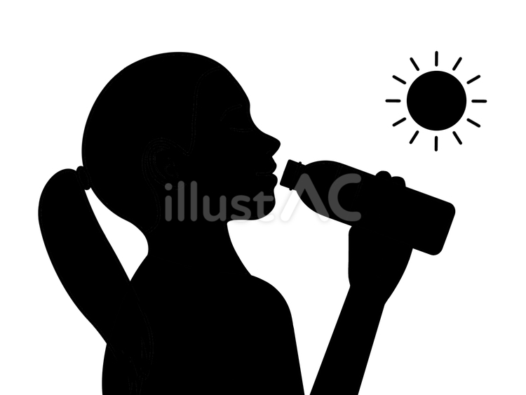 水分補給 熱中症対策,熱射病対策,日射病対策のイラスト素材