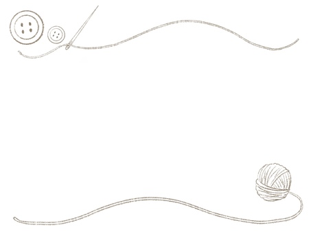 手芸や裁縫のフレーム素材　線のみ 裁縫,手芸,フレーム,背景,針,糸,ボタン,毛糸玉,手作り,ハンドメイドのイラスト素材