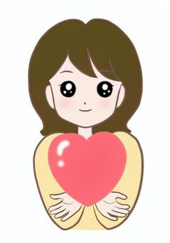 広げた両手にハートを載せる女性 広げた両手にハートを載せる女性 ハート,女性,人物,表現,幸せ,気持ち,あたたかい,心,両手,上半身のイラスト素材