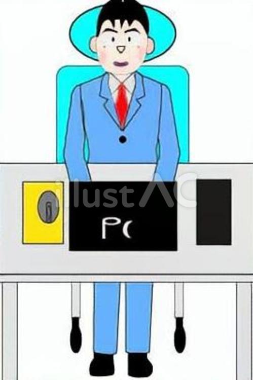 事務仕事 社員,パソコン,机のイラスト素材