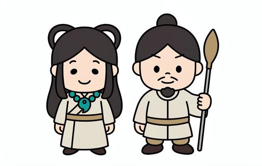 神話1 日本神話,伊邪那岐,伊邪那美,人物,女性,男性,夫婦,かわいい,物語,伝説のイラスト素材