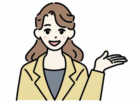 案内_右_若い女性カラー ごあんない,ご案内,こちら,案内,女性,人,ビジネス,スーツ,若い,ヤングのイラスト素材