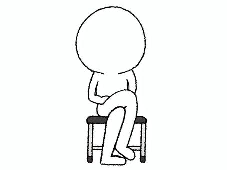 足を組んで座るシルエット シルエット,座る,椅子,足組,pop調,手描き,挿絵,ワンポイント,素材,商用可のイラスト素材